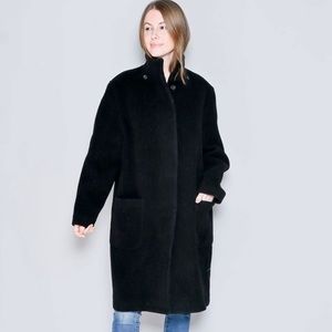 BURBERRY Black Stand-Collar Wool-Blend Coat - VINTAGE